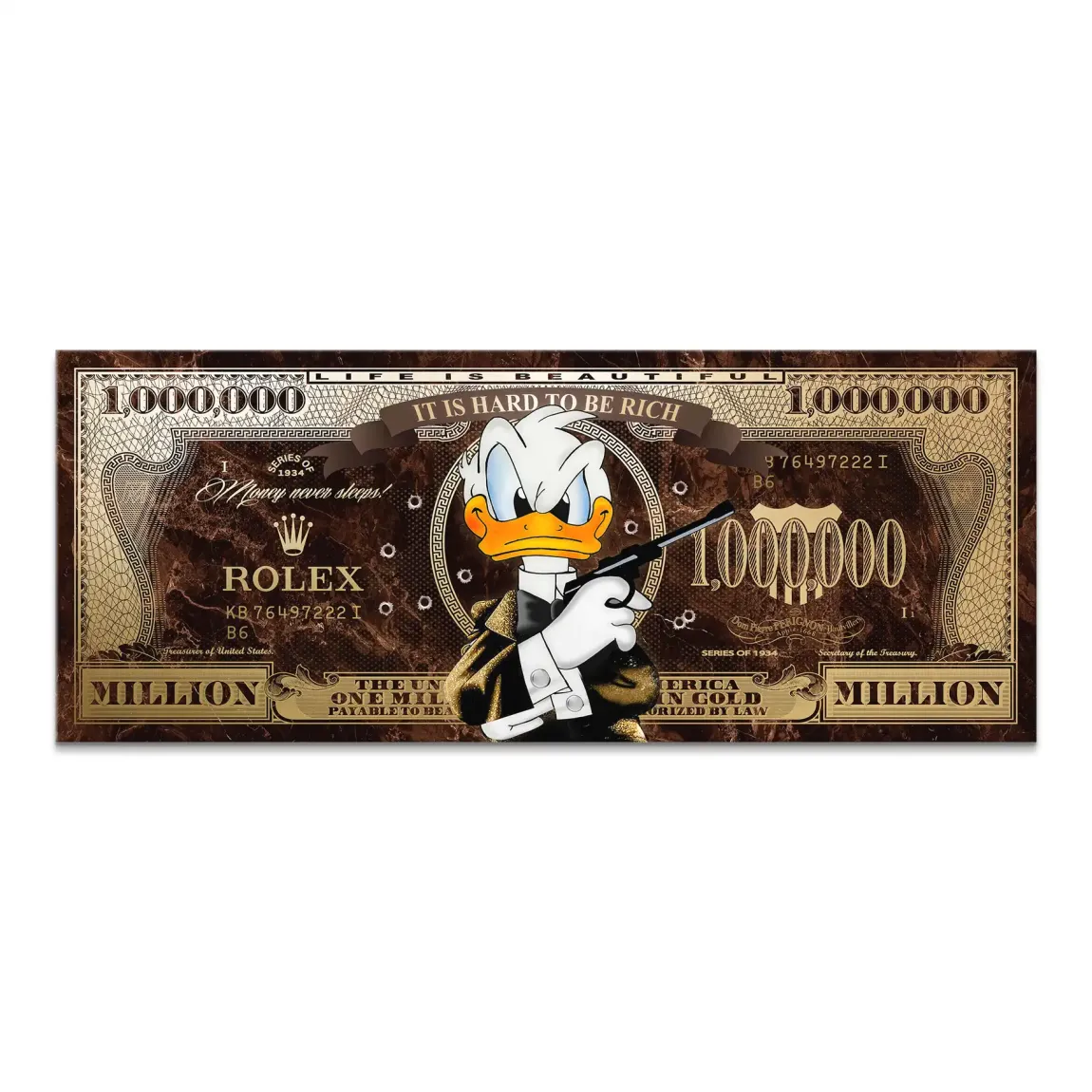 Donald Duck Rich State of Mind Pop Art Leinwand Bild INGALERIE