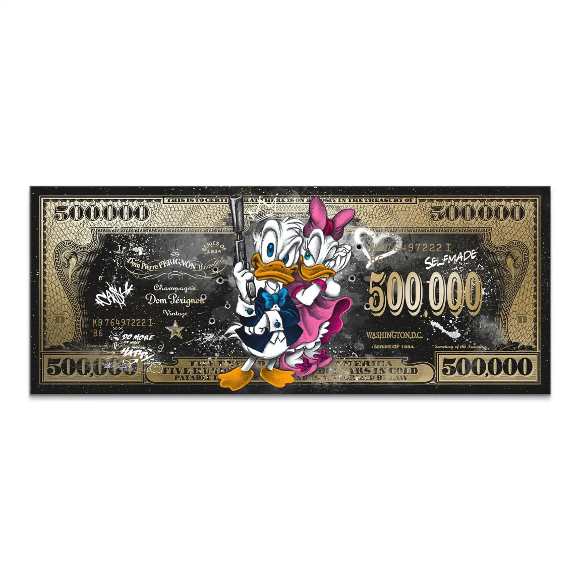 Donald & Daisy Duck Pop Art Dollar Leinwand Bild INGALERIE