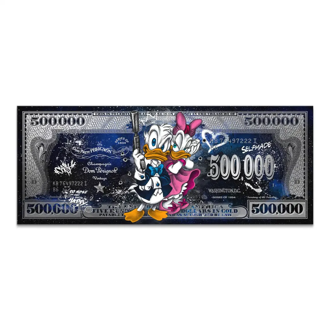 Donald & Daisy Duck Blue Pop Art Dollar Leinwand Bild INGALERIE