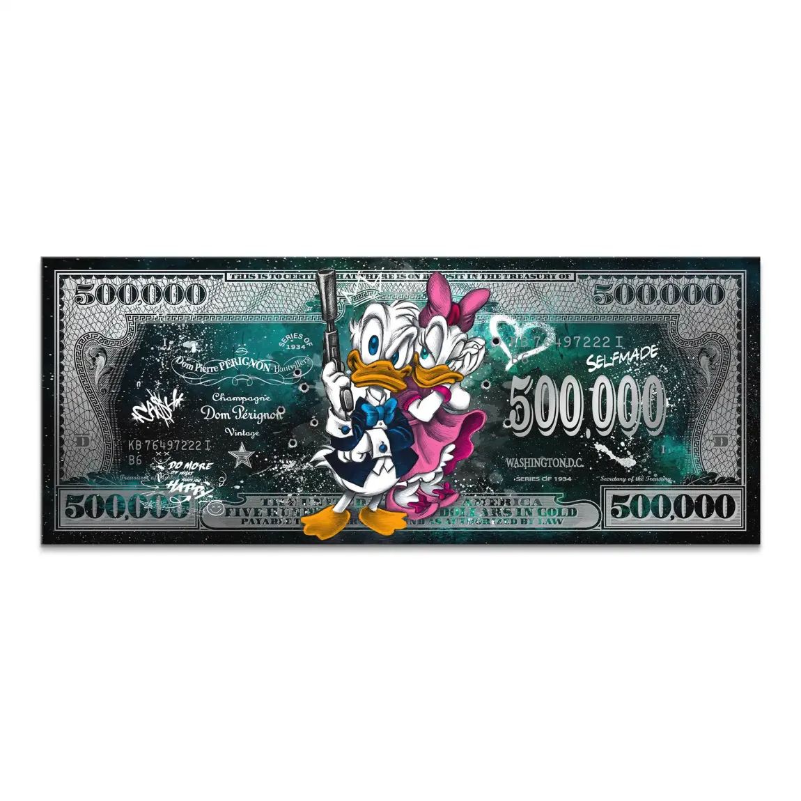 Donald & Daisy Duck Green Pop Art Dollar Leinwand Bild INGALERIE