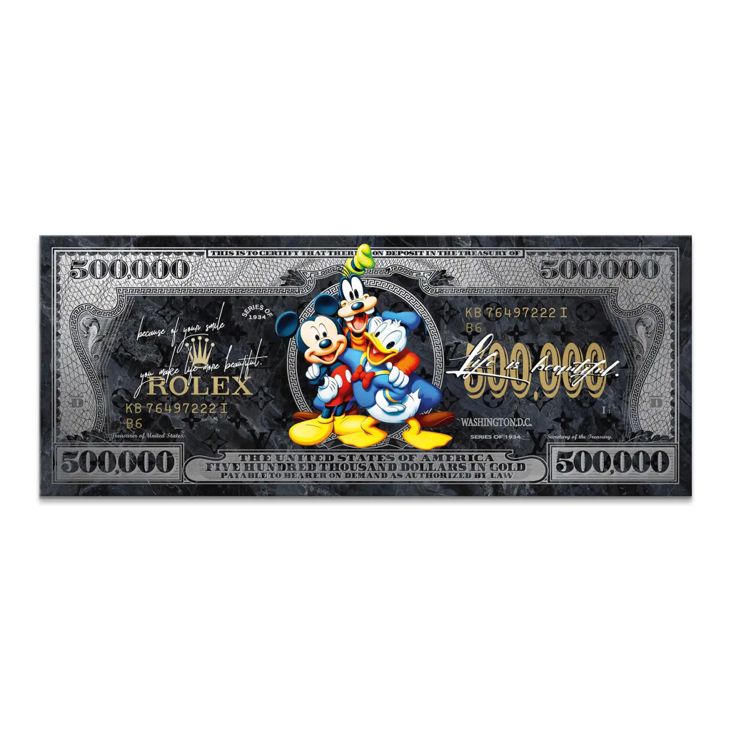 Micky Goofy Donald Dollar Leinwand Bild INGALERIE