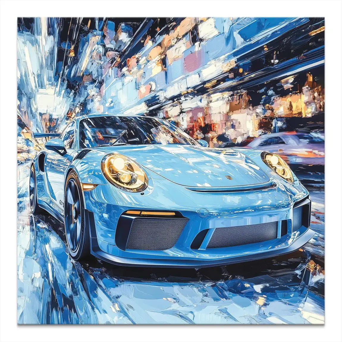 Porsche 911 Abstrakt Blue Leinwand Bild INGALERIE