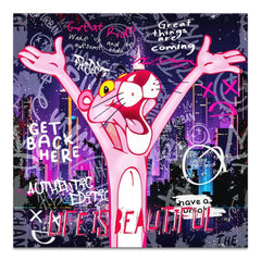 Pink Panther Streetart Leinwand Bild