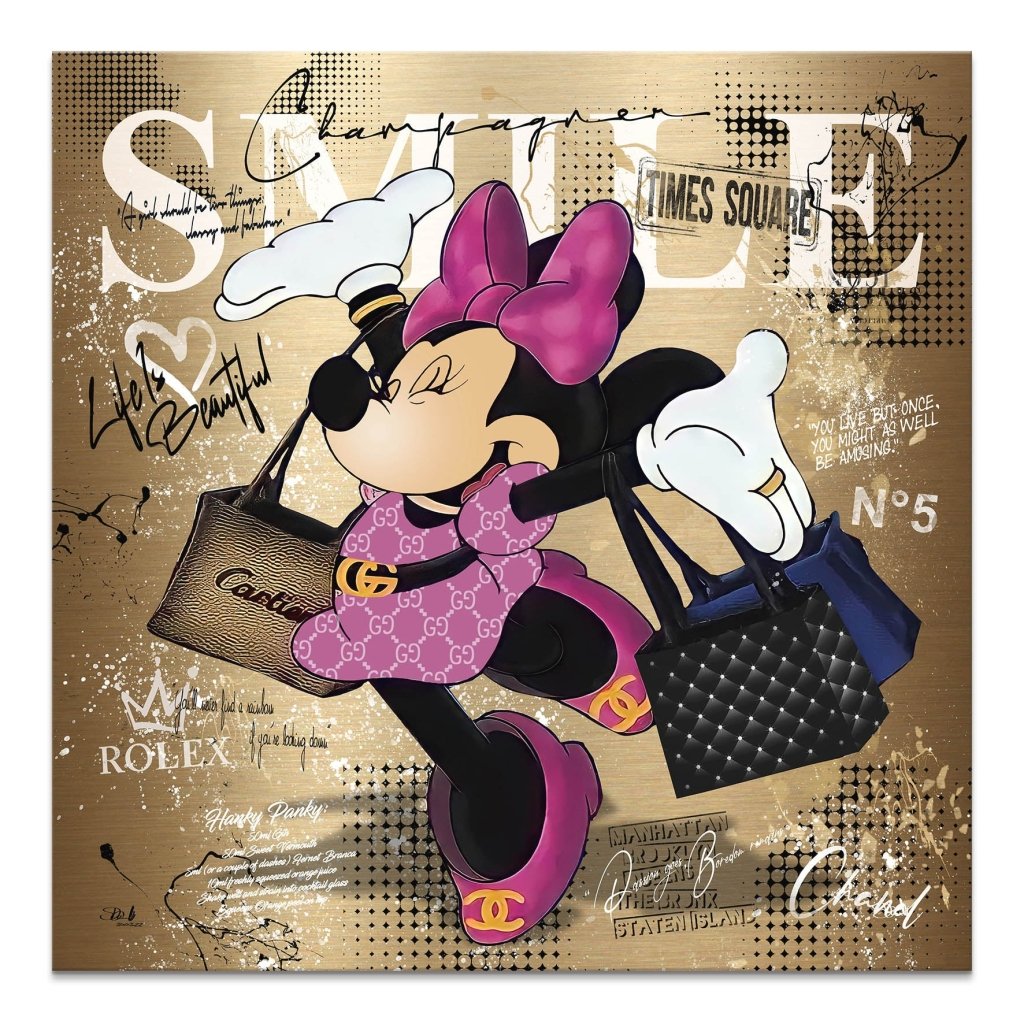 Minnie Smile Gold Pop Art Leinwand Bild INGALERIE