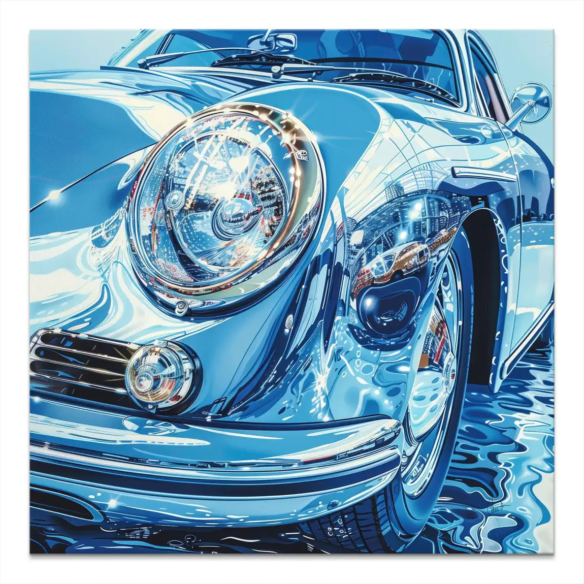 Porsche 356 Abstrakt Blue Nr.2 Leinwand Bild INGALERIE