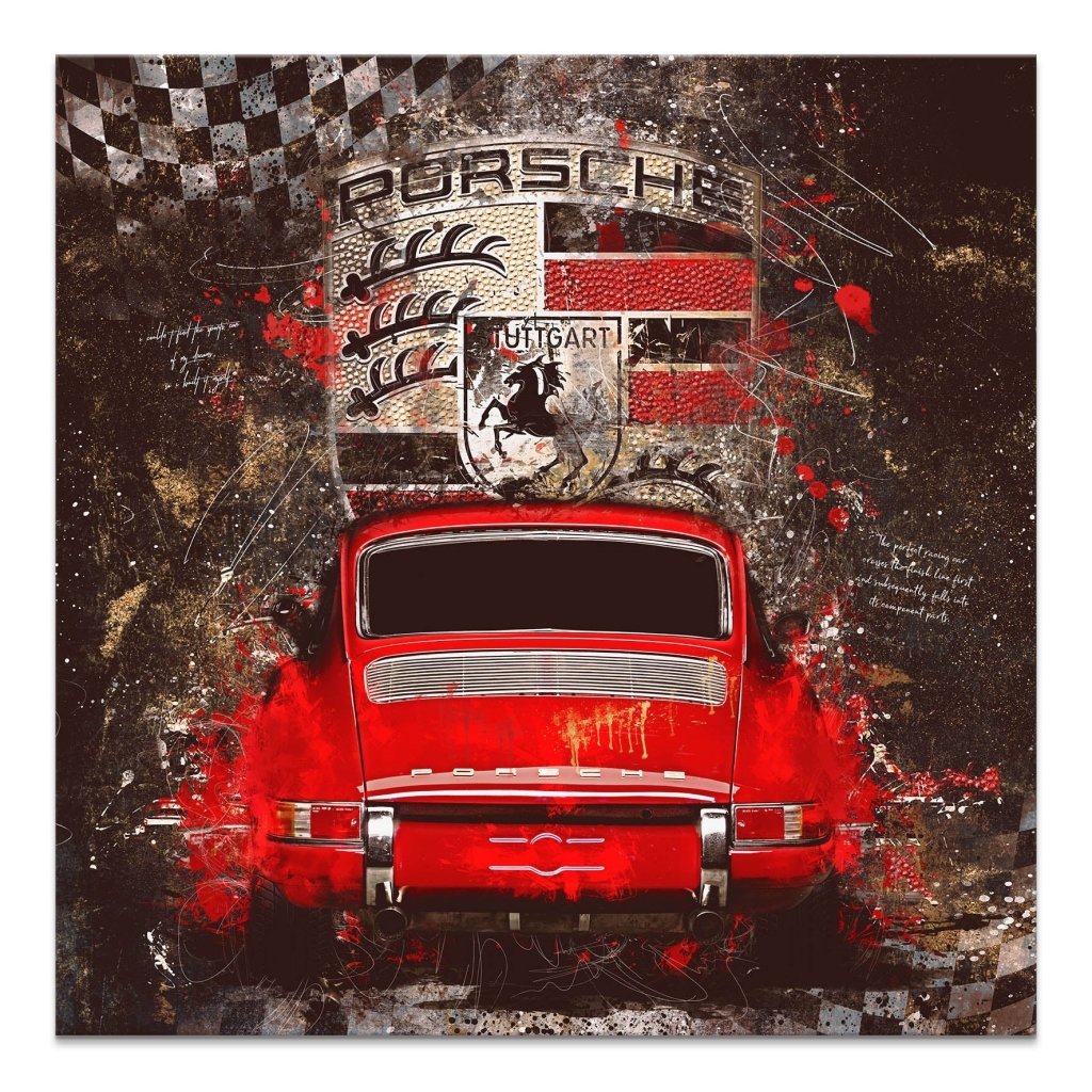 Porsche 911 Retro Abstrakt Leinwand Bild INGALERIE