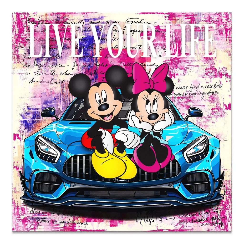 Tableau Pop Art Minnie & Mickey Love Sur Toile - Déco Moderne Prêt à Accrocher