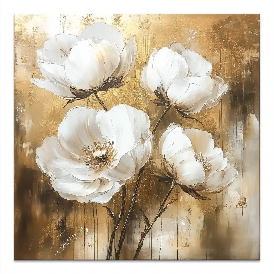 Flower Gold Style Leinwand Bild INGALERIE