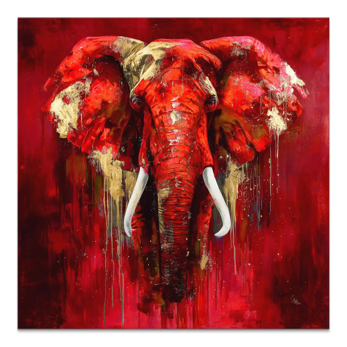 Roter Elefant Leinwand Bild