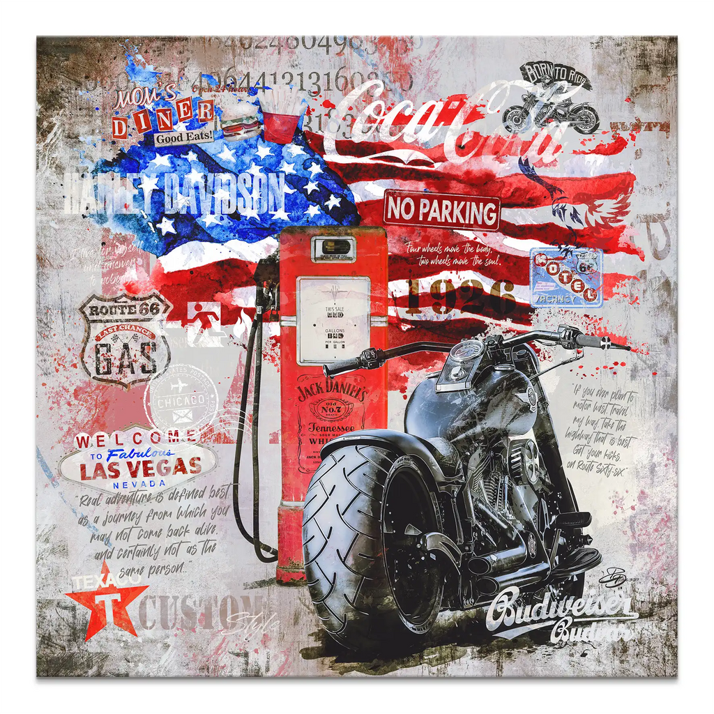 Motorrad Kunst Leinwandbild – 90x60 Cm | Wandbild Auf Keilrahmen | Direkt Vom Künstler | UV-Druck Auf Recycelter Leinwand
