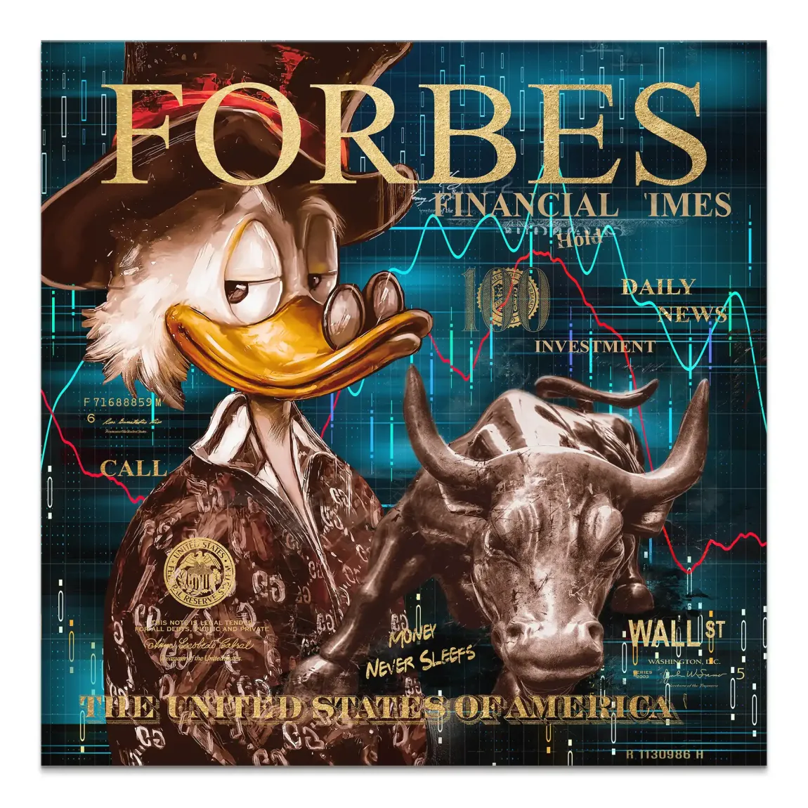 Dagobert Duck Wallstreet Leinwand Bild