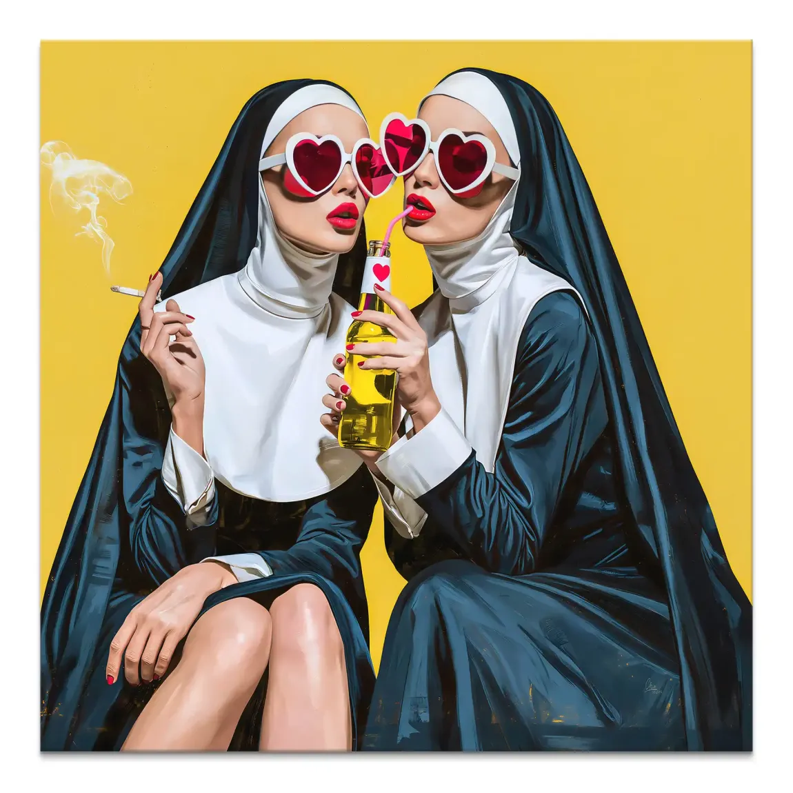 Nonnen Popart Leinwand Bild