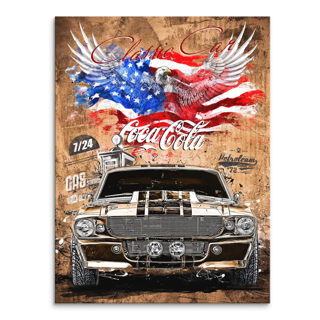 Ford Mustang Pop Art Vintage Style Leinwand Bild INGALERIE