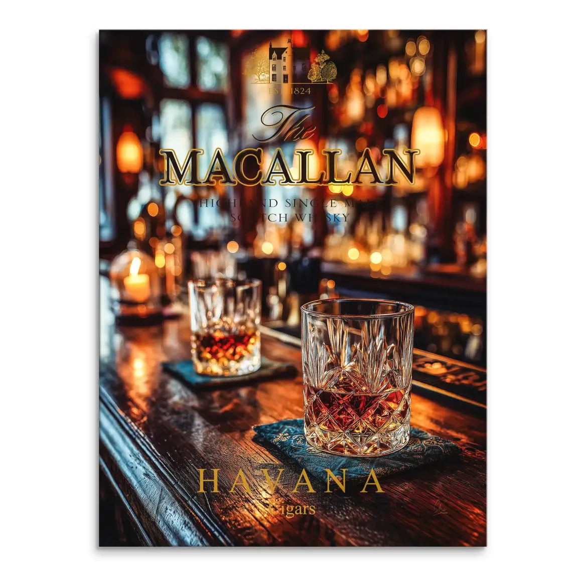 Havana Nights Whisky Leinwand Bild