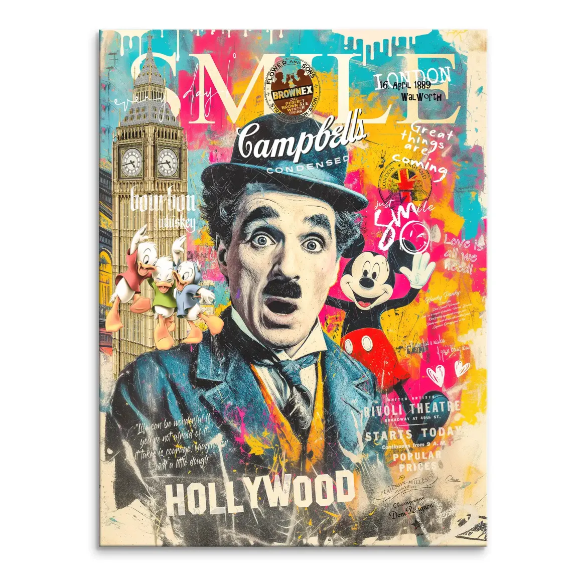 Smile Charlie & Micky Pop Art Leinwand Bild INGALERIE
