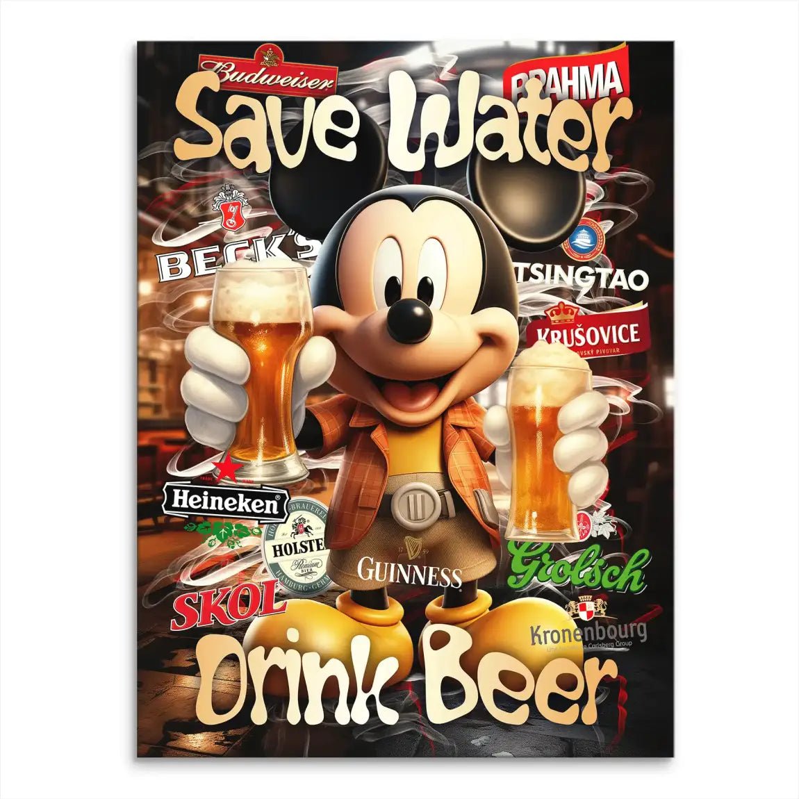 Micky Drink Beer Leinwand Bild INGALERIE