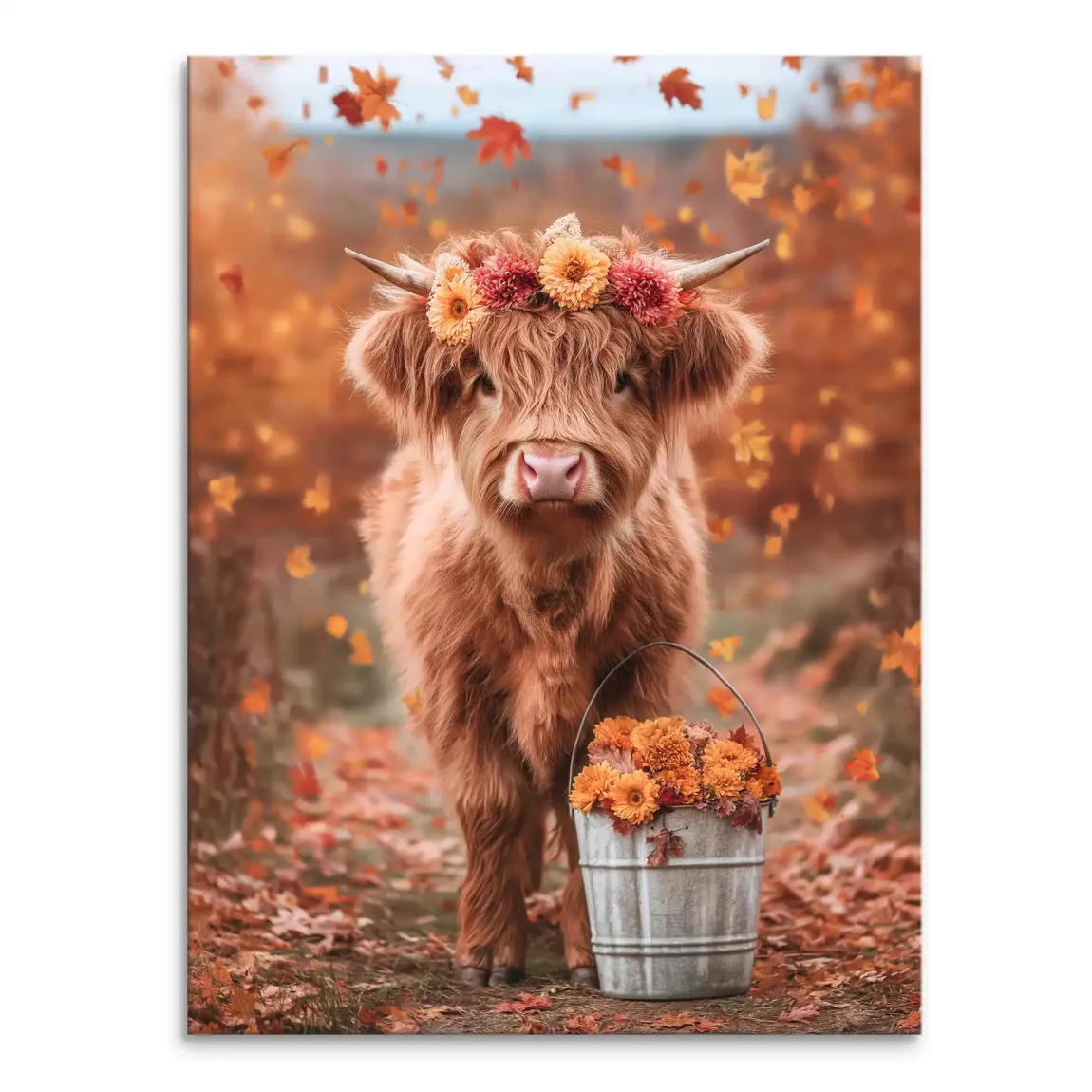 Herbstliebe Highland Leinwand Bild