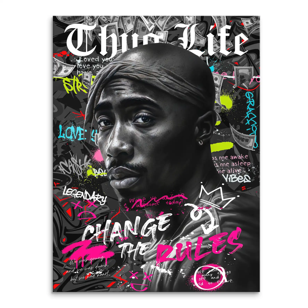 Pop Art Tupac Rules Leinwand Bild INGALERIE