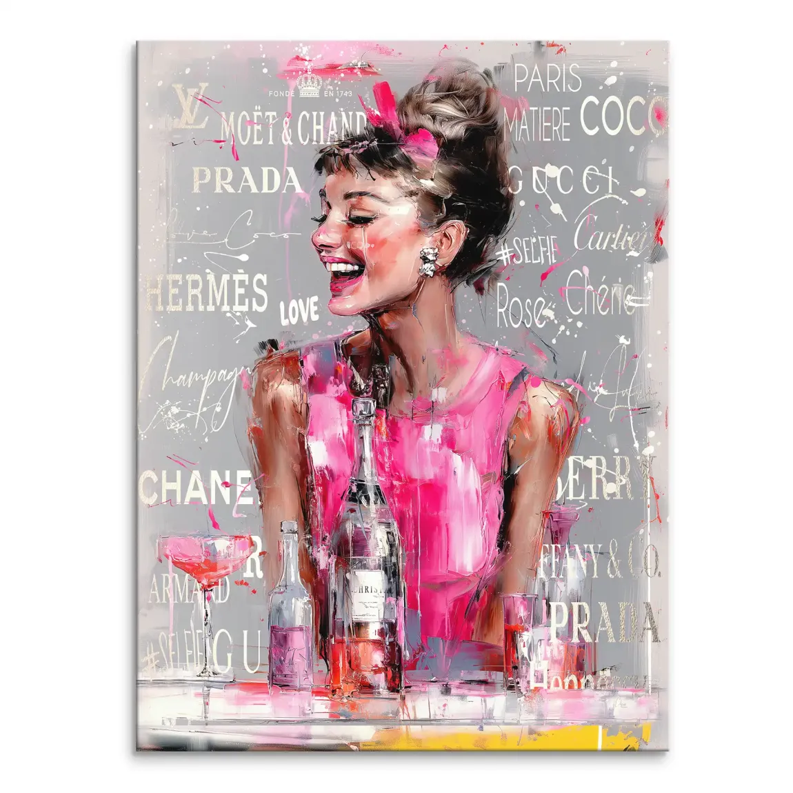 Champagne Bliss Audrey Hepburn Leinwand Bild