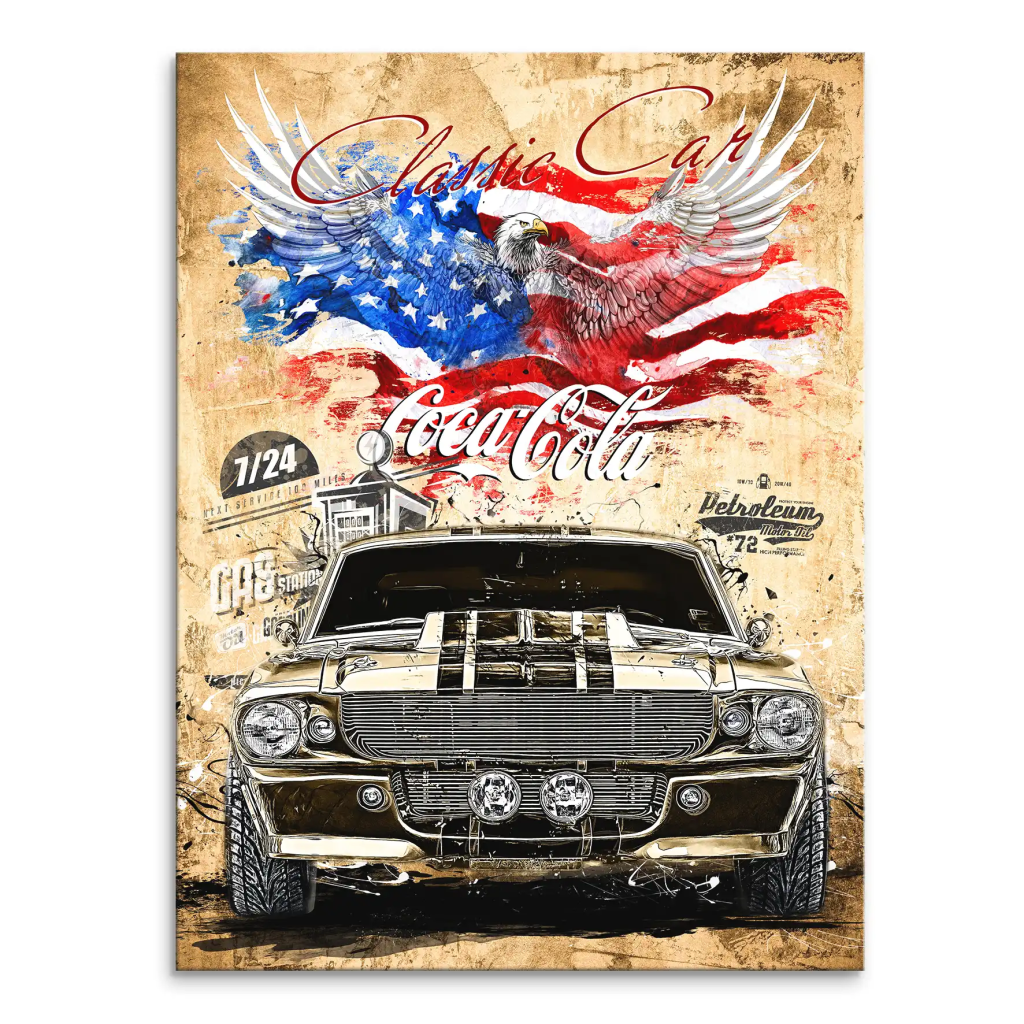 Ford Mustang Pop Art Retro Style Leinwand Bild INGALERIE