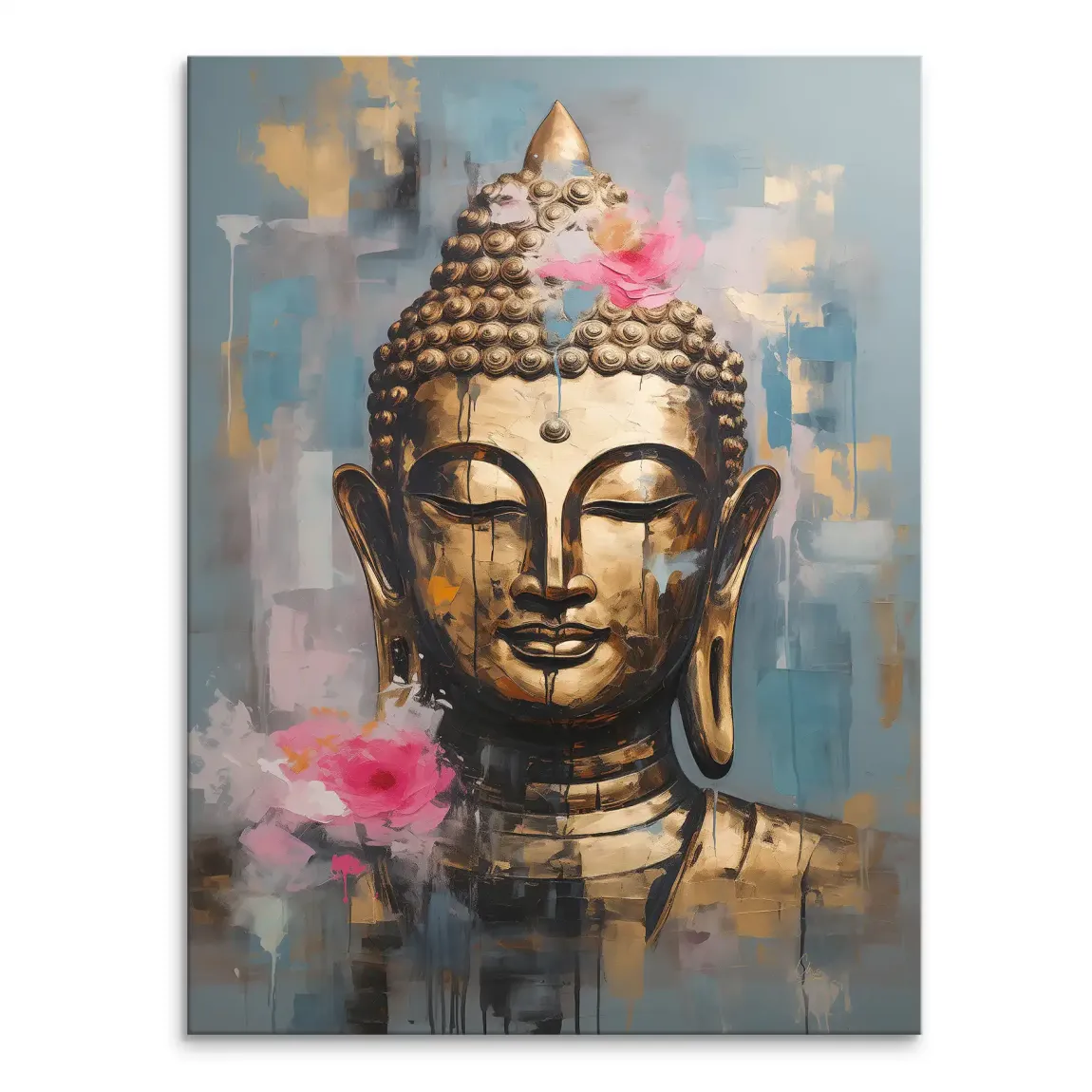 Golden Lotus Buddha Leinwand Bild