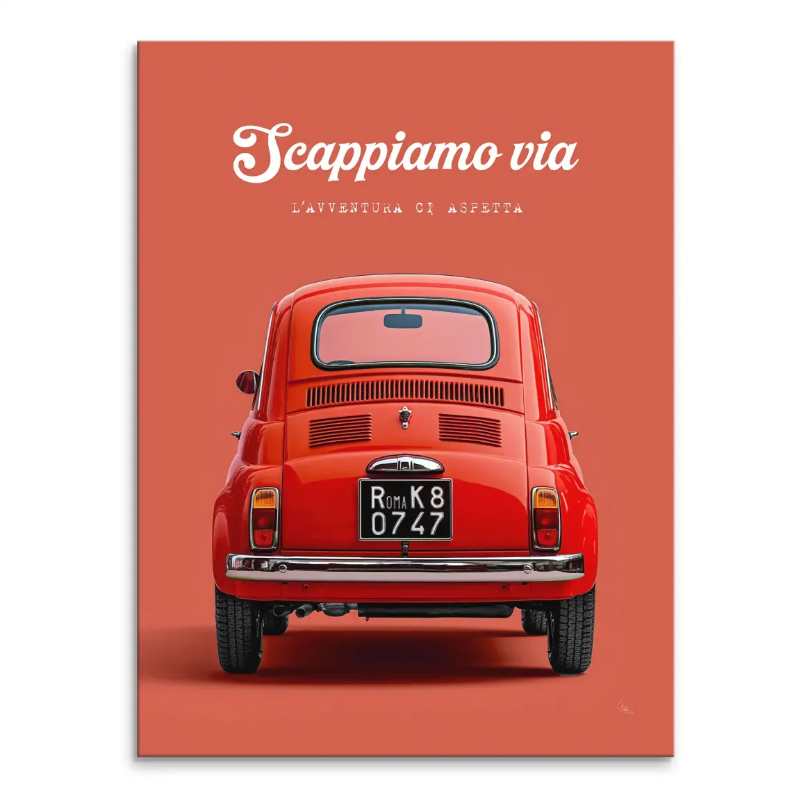 Fiat 500 Rosso Leinwand Bild