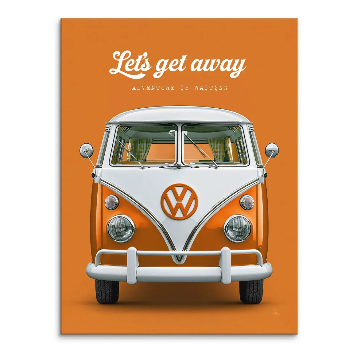 Orange VW Bulli Leinwand Bild