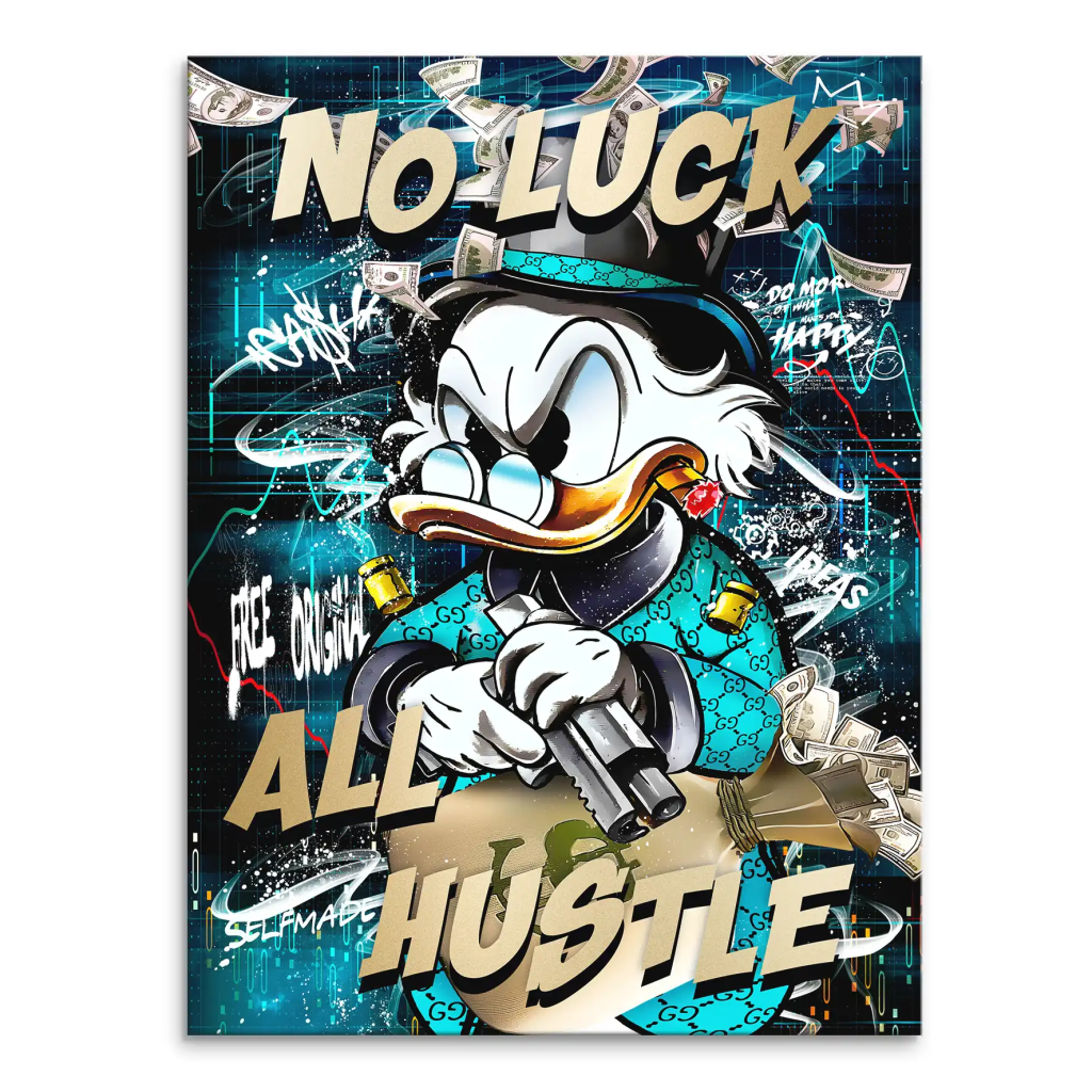 Dagobert Duck All Hustle Pop Art Leinwand Bild INGALERIE