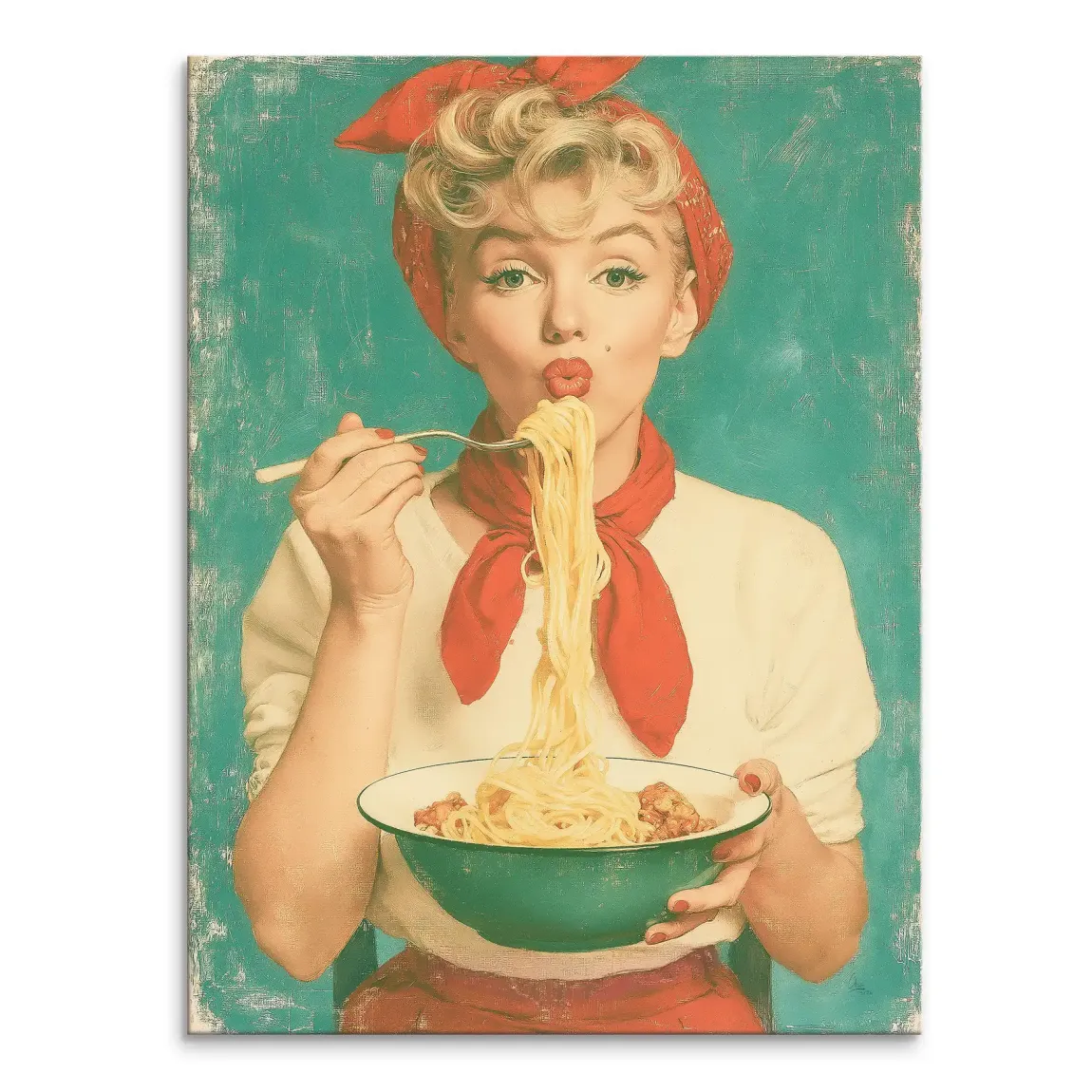 Marilyn Monroe Spaghetti Leinwand Bild