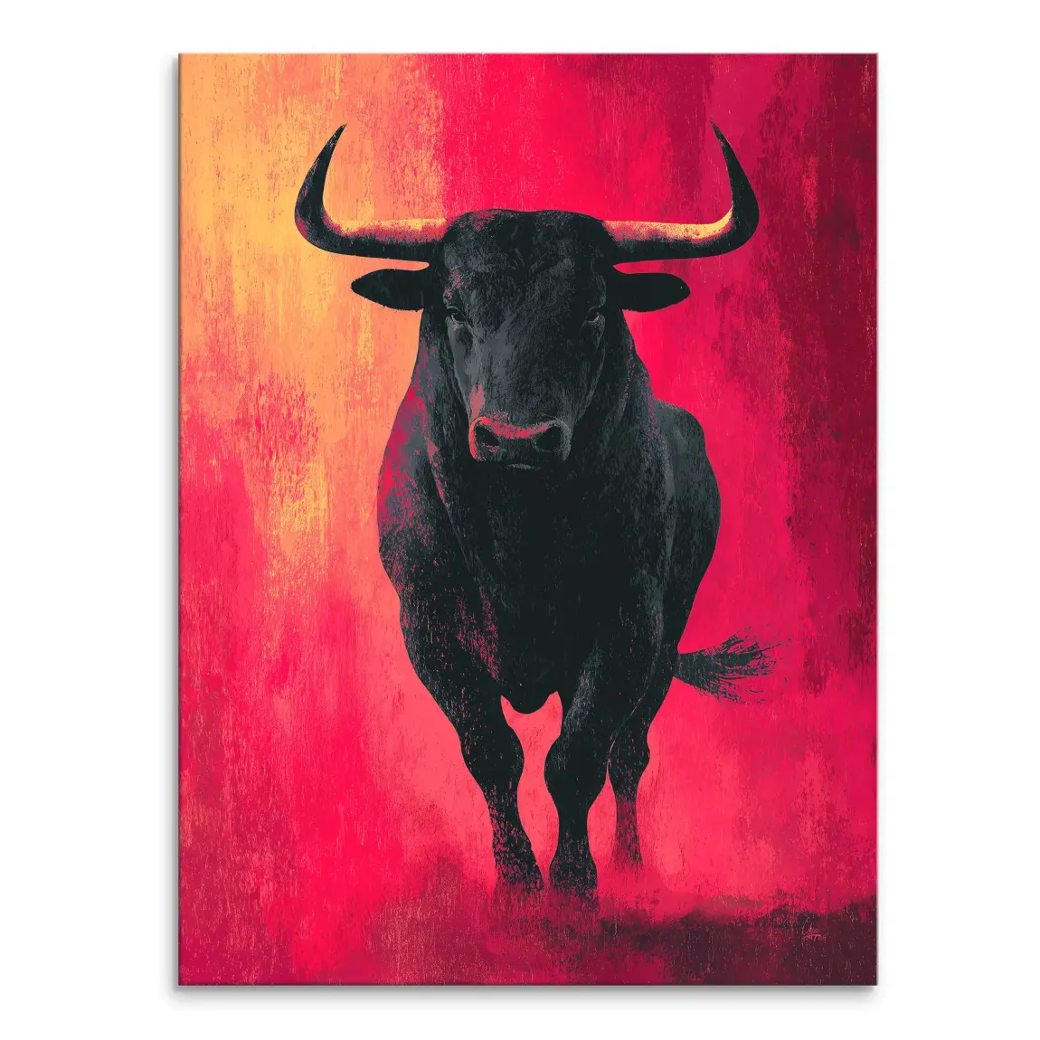 Stier in Rot Leinwand Bild