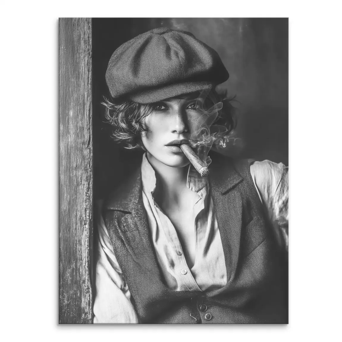 Smoke & Secrets Beauty in schwarz weiss Leinwand Bild INGALERIE