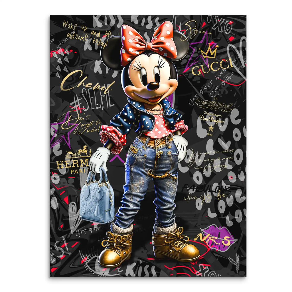 Minnie Maus Street Art Style Style Leinwand Bild INGALERIE