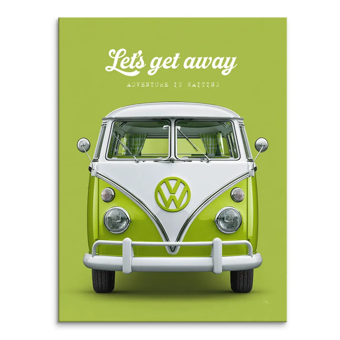 Green VW Bulli Leinwand Bild