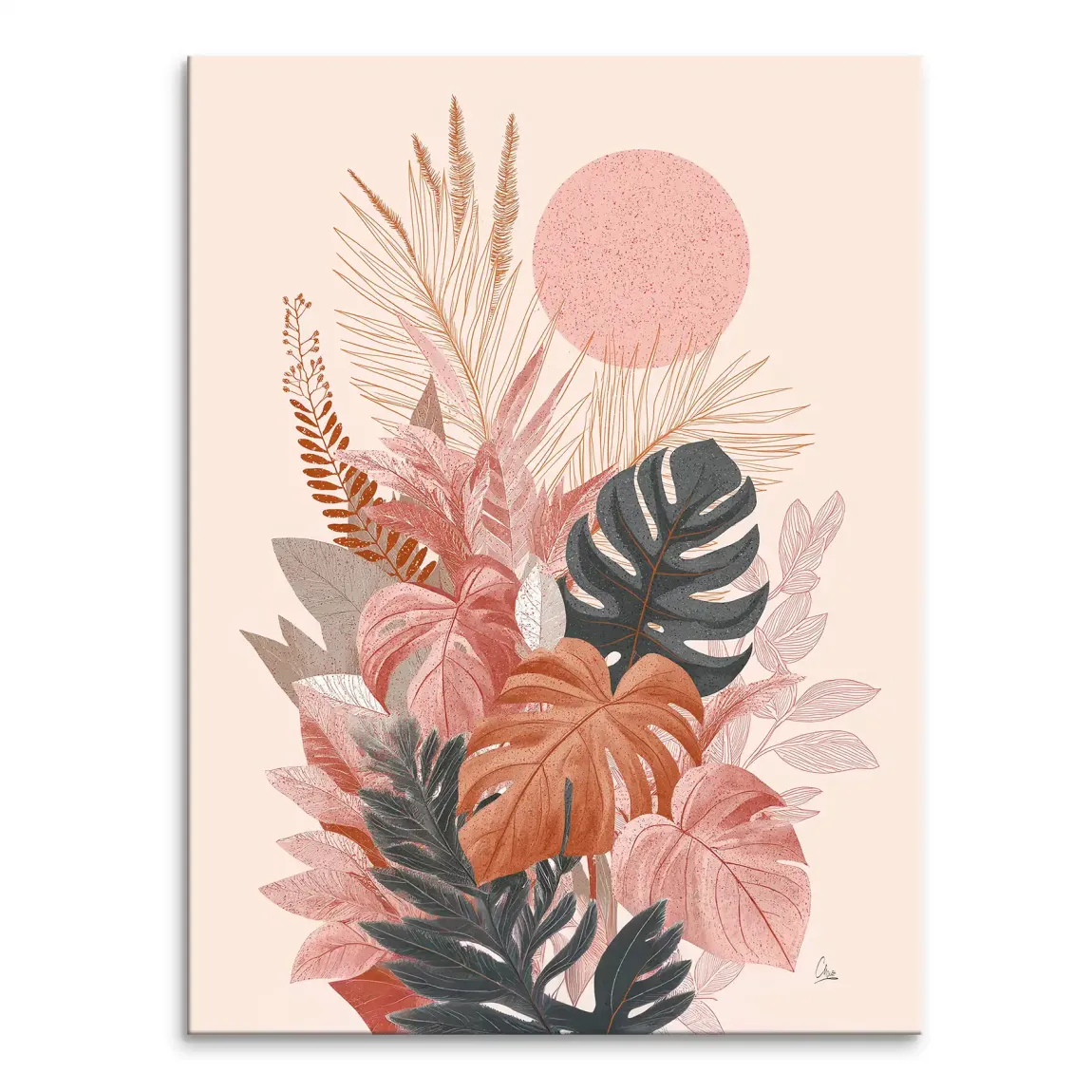 Terracotta Leaves Harmony Leinwand Bild