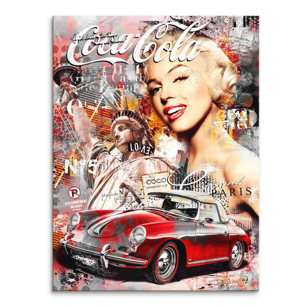 Marilyn Monroe Porsche Pop Art Leinwand Bild INGALERIE