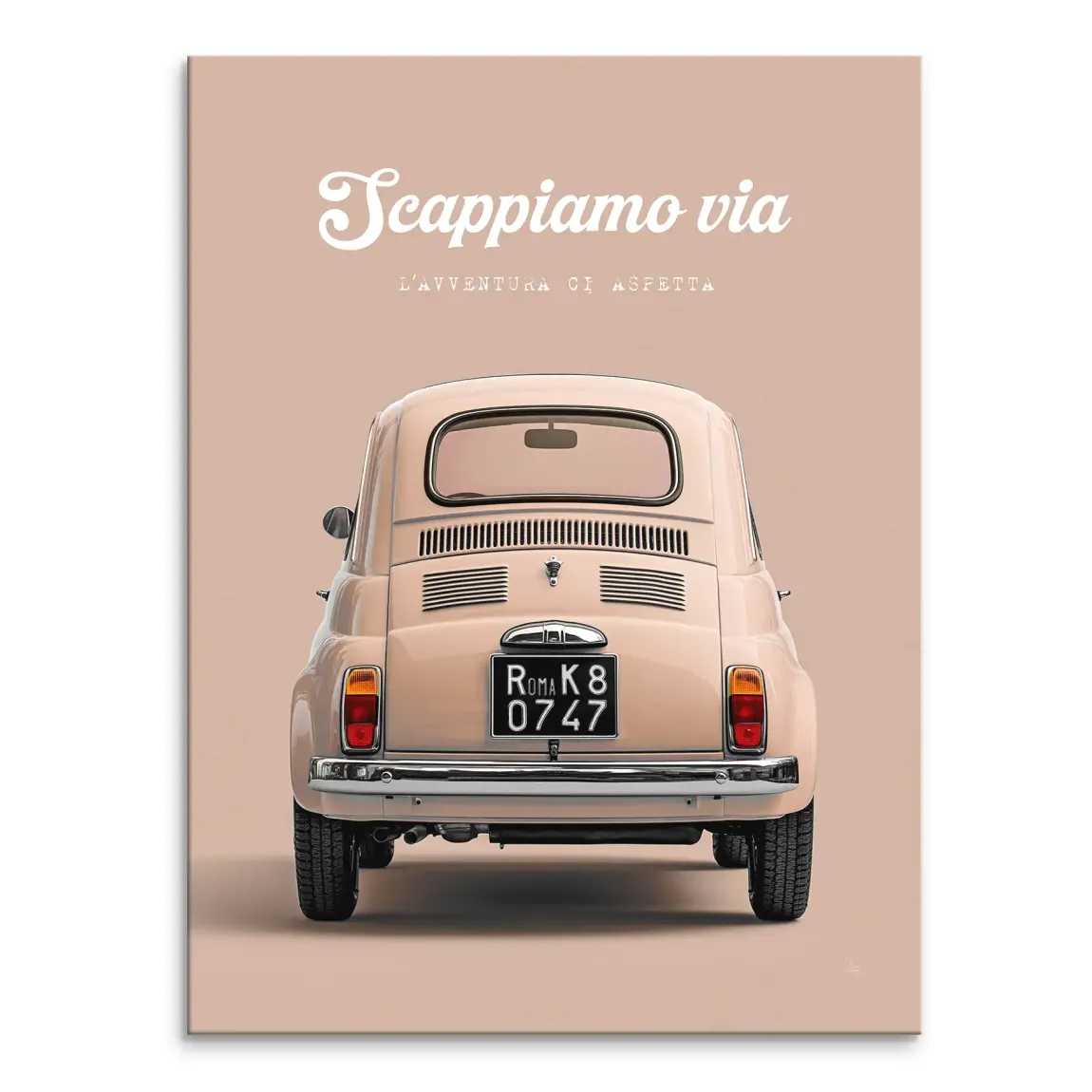 Fiat 500 Crema Leinwand Bild