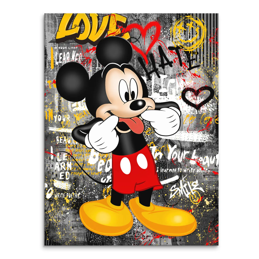 Micky Love and Hate Pop Art Leinwand Bild INGALERIE