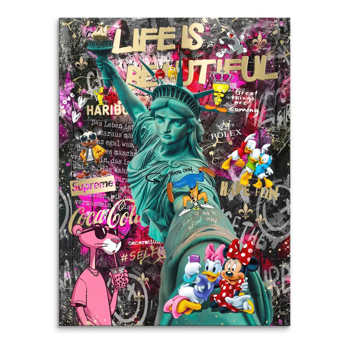 Liberty Selfie Pop Art Leinwand Bild