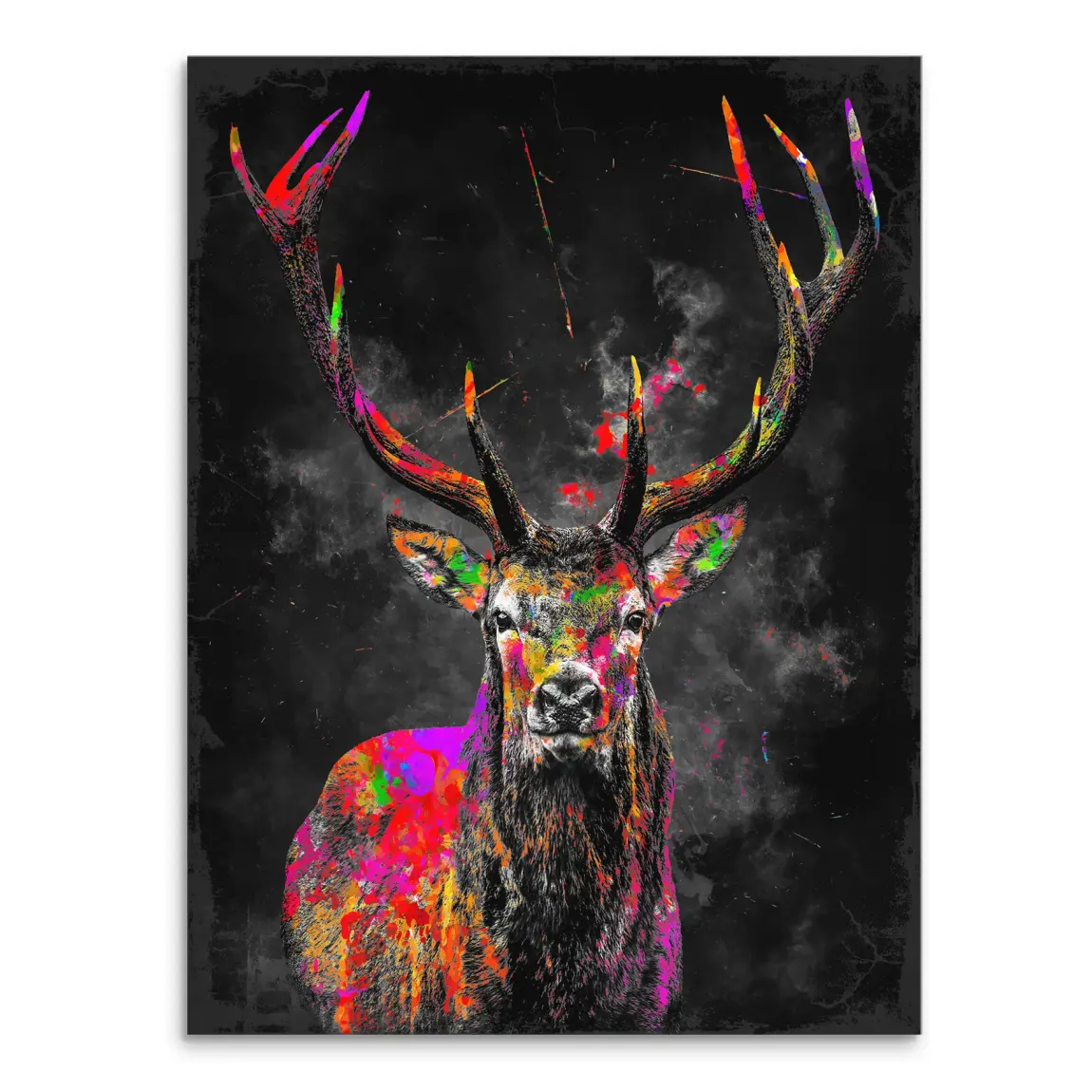 Bunter Hirsch Leinwand Bild