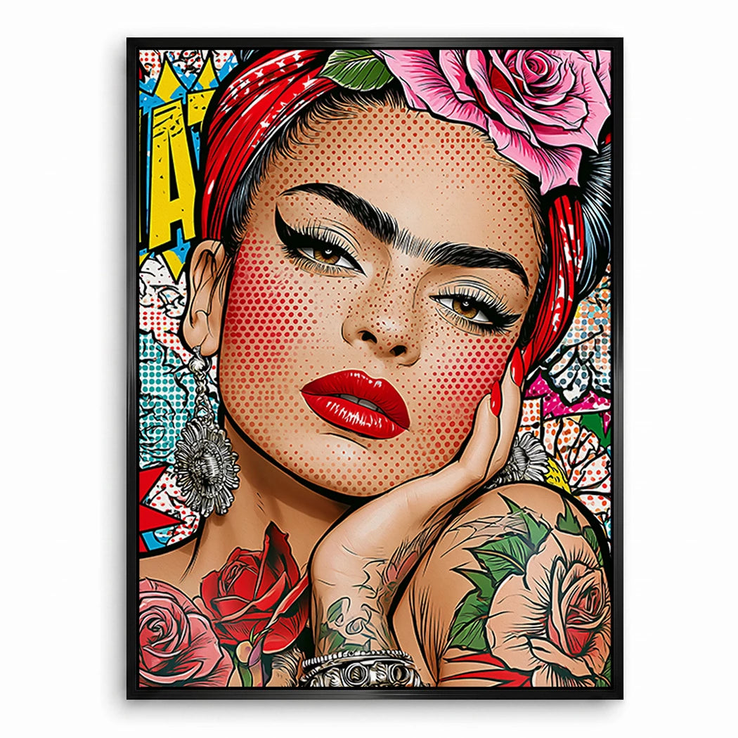 Frida Kahlo Rose Pop Art Leinwand Bild