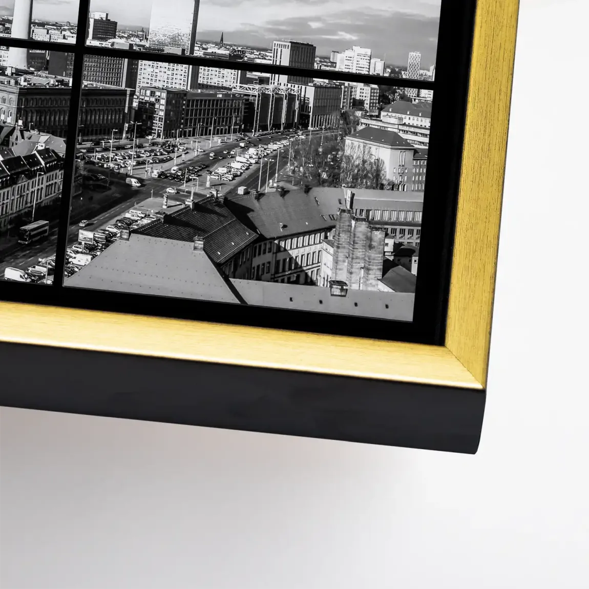 Berlin Skyline Noir Leinwand Bild