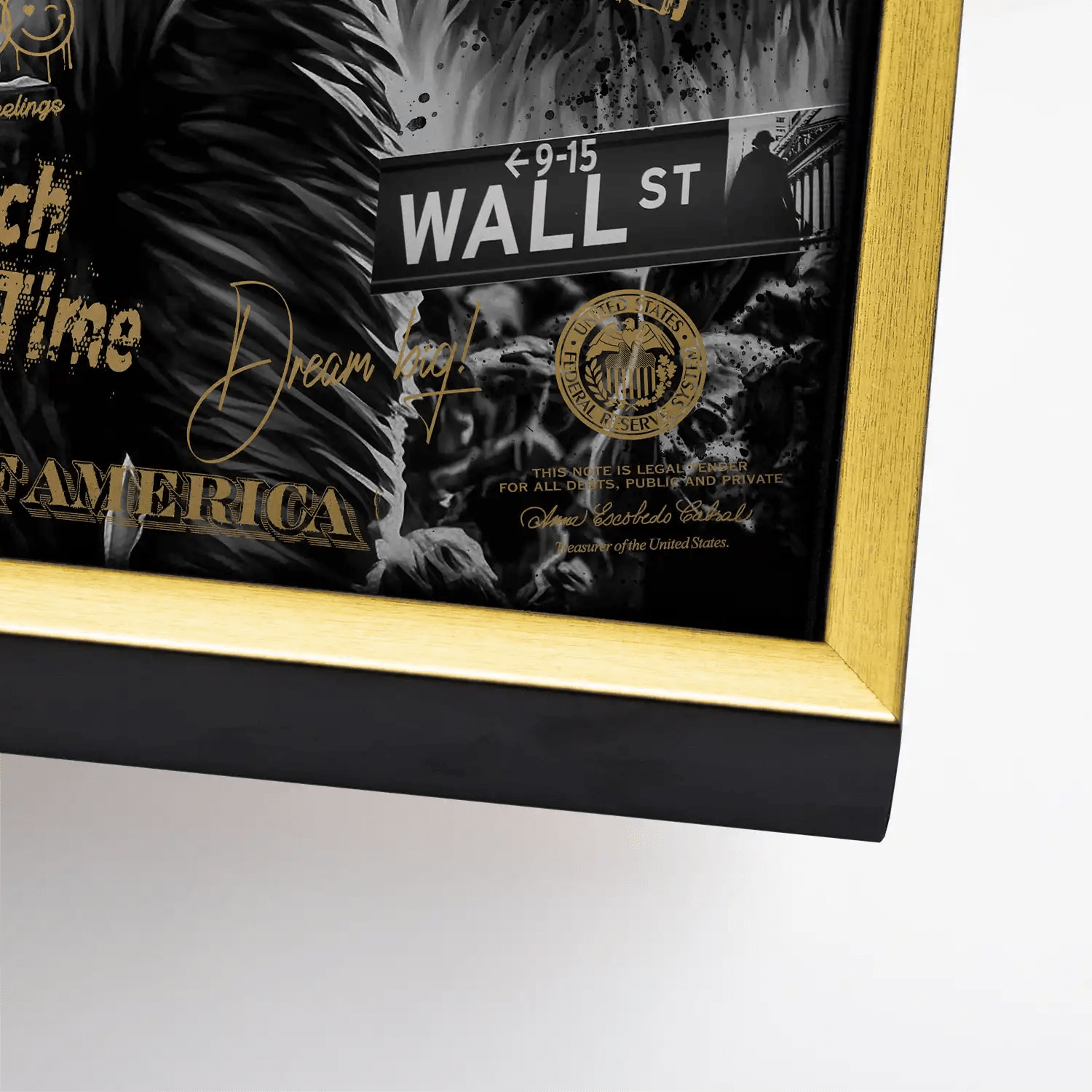 Wallstreet Wolf Gold Style Leinwand Bild INGALERIE