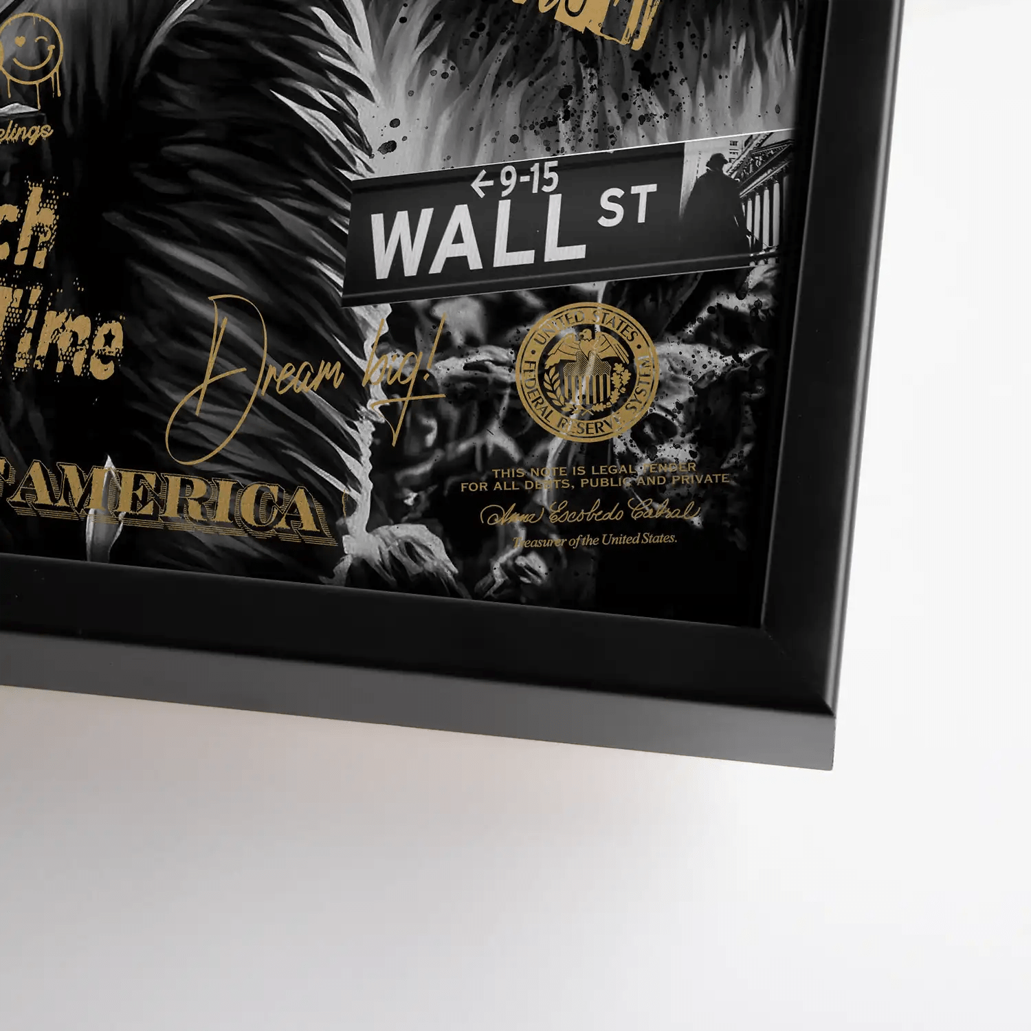 Wallstreet Wolf Gold Style Leinwand Bild INGALERIE