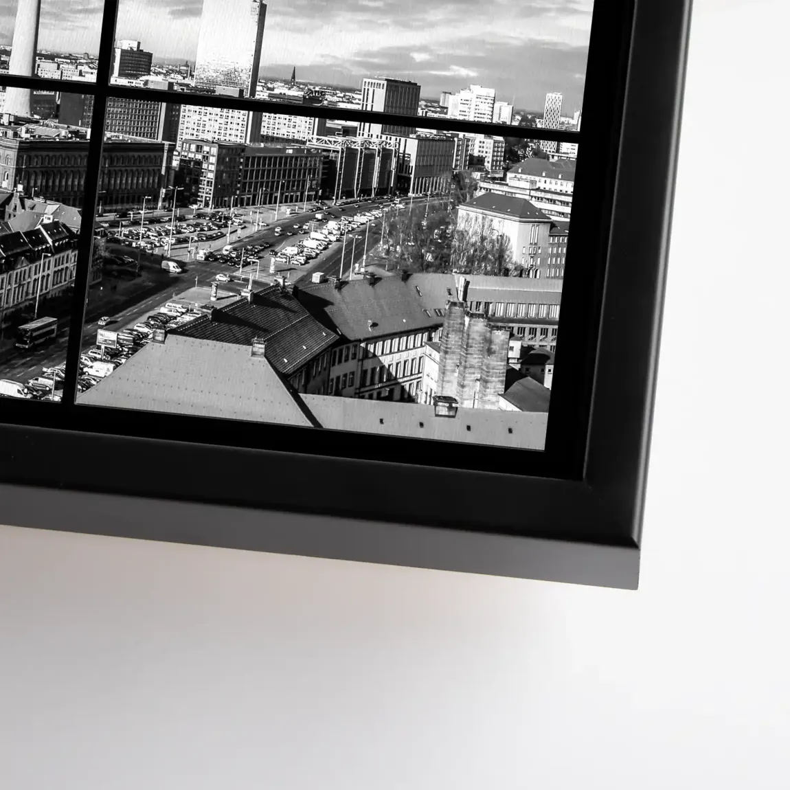 Berlin Skyline Noir Leinwand Bild