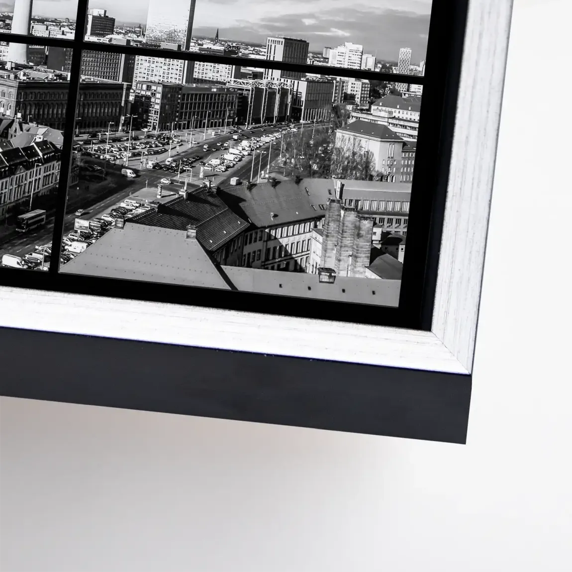 Berlin Skyline Noir Leinwand Bild