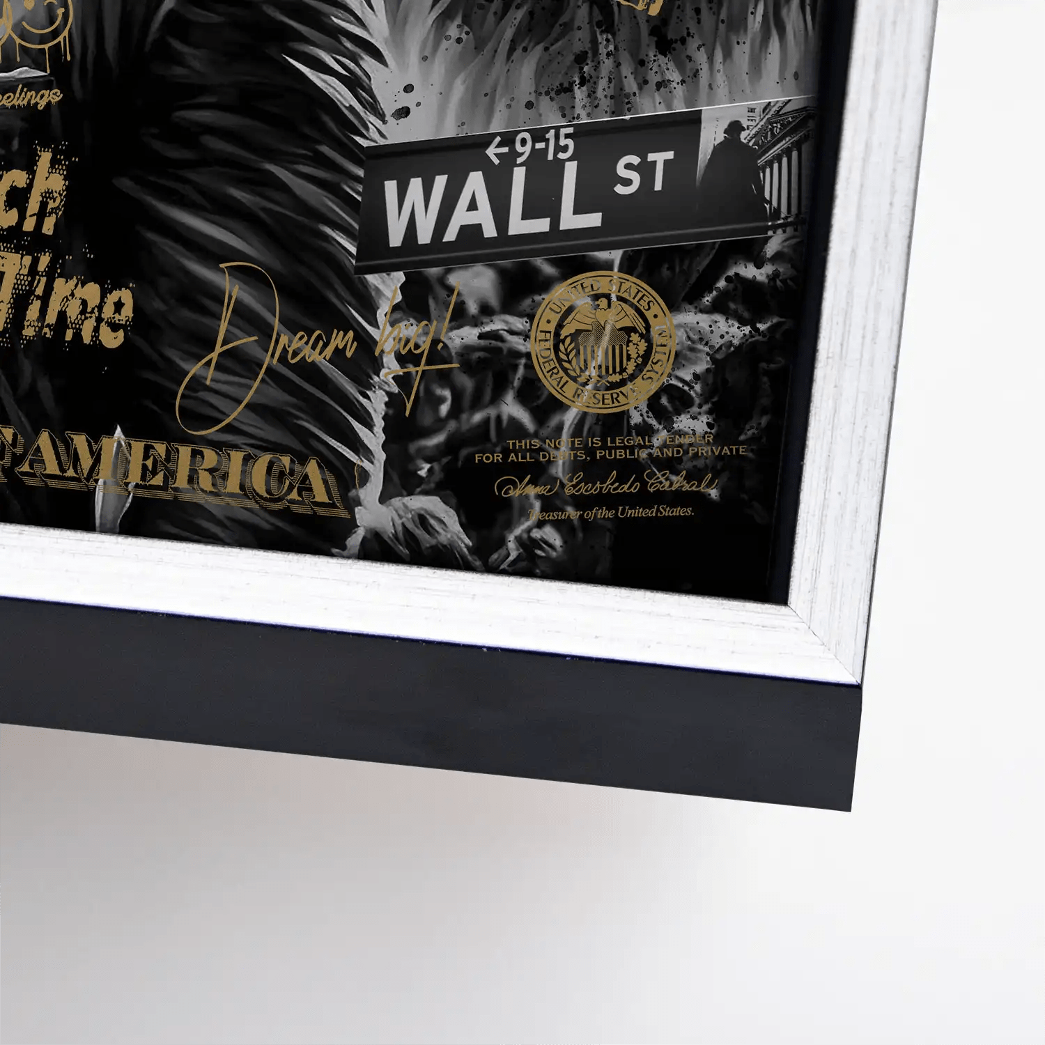 Wallstreet Wolf Gold Style Leinwand Bild INGALERIE