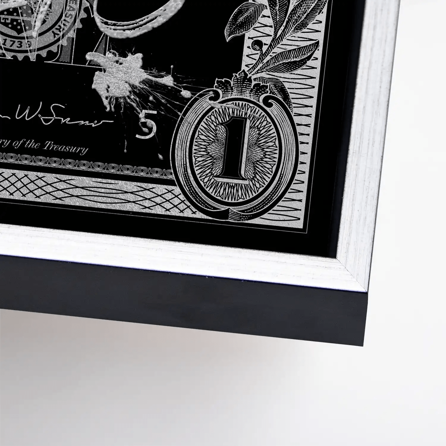 Monney Never Sleeps Dollar Silver Leinwand Bild INGALERIE
