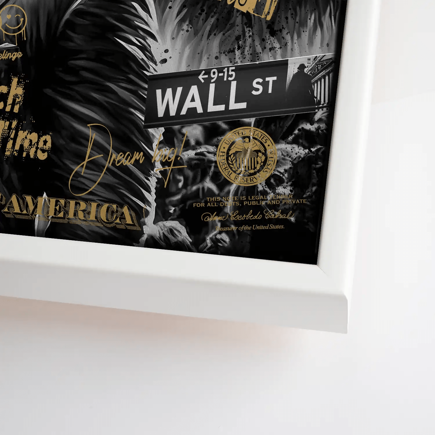 Wallstreet Wolf Gold Style Leinwand Bild INGALERIE