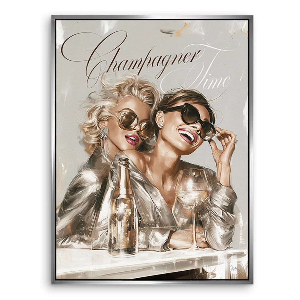 Audrey Hepburn und Marilyn Monroe Champus Leinwand Bild