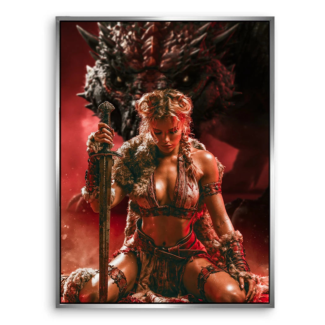 Drachenkriegerin Leinwand Bild